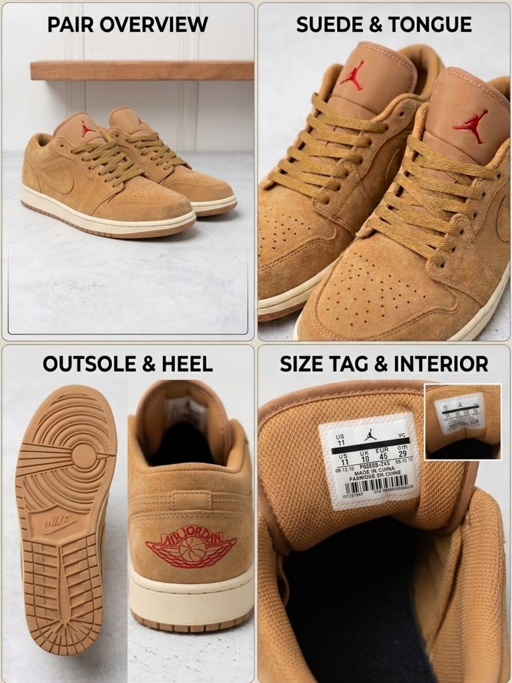 Nike Air Jordan 1 Low OG flax Sneakers Shoes Men Size 11